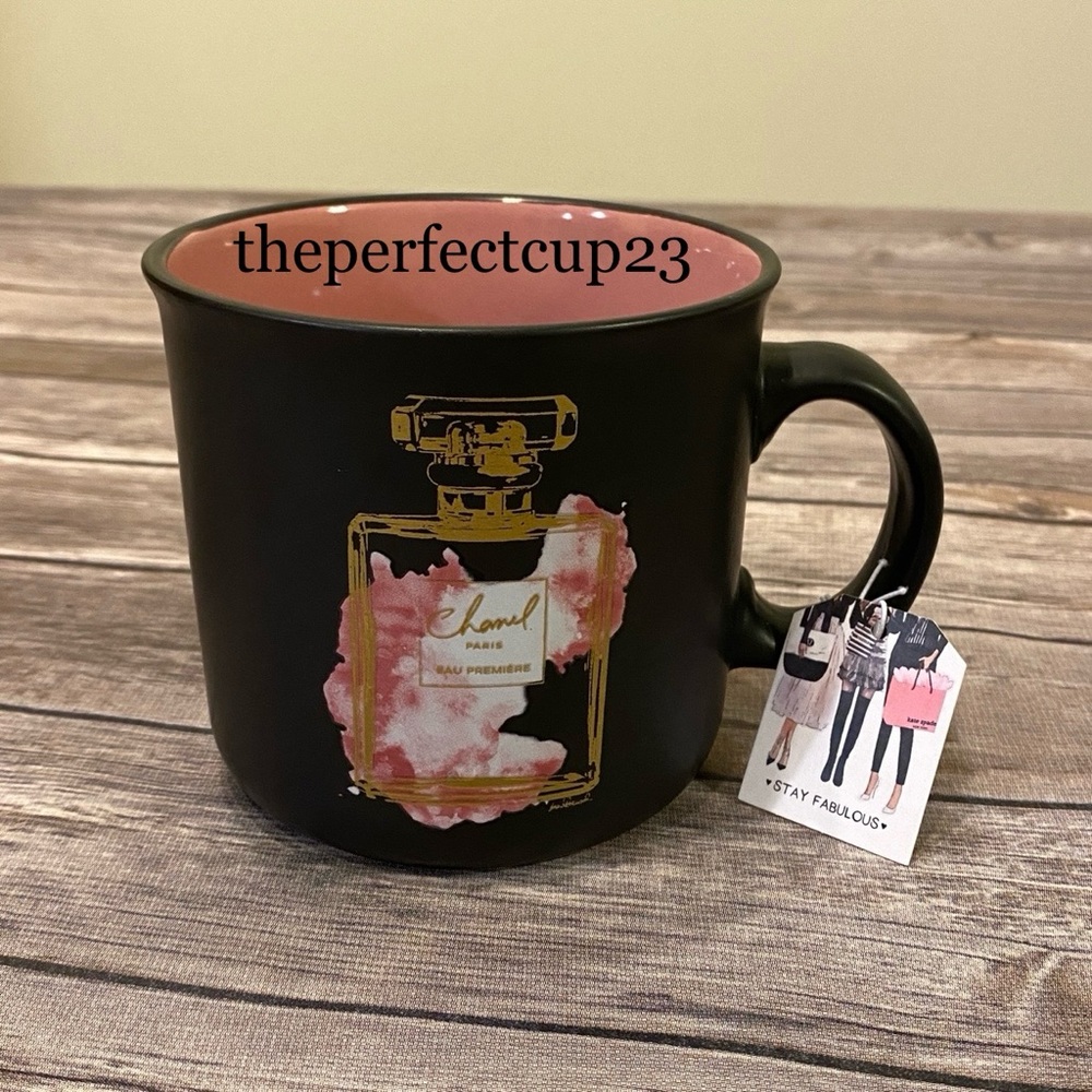 Chanel Mug-Black and Pink Perfume Bottle